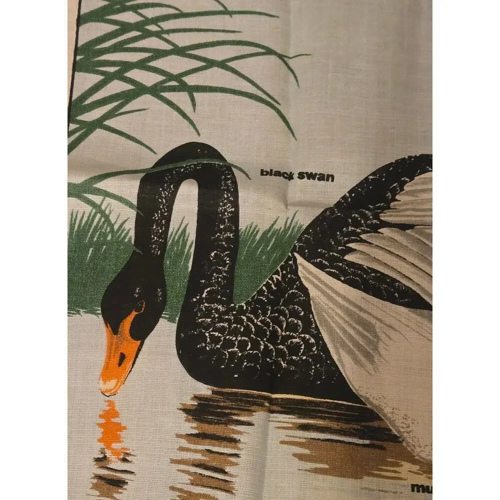 Vintage Irish Lenin Swan Unused Tea Towel by Ulster